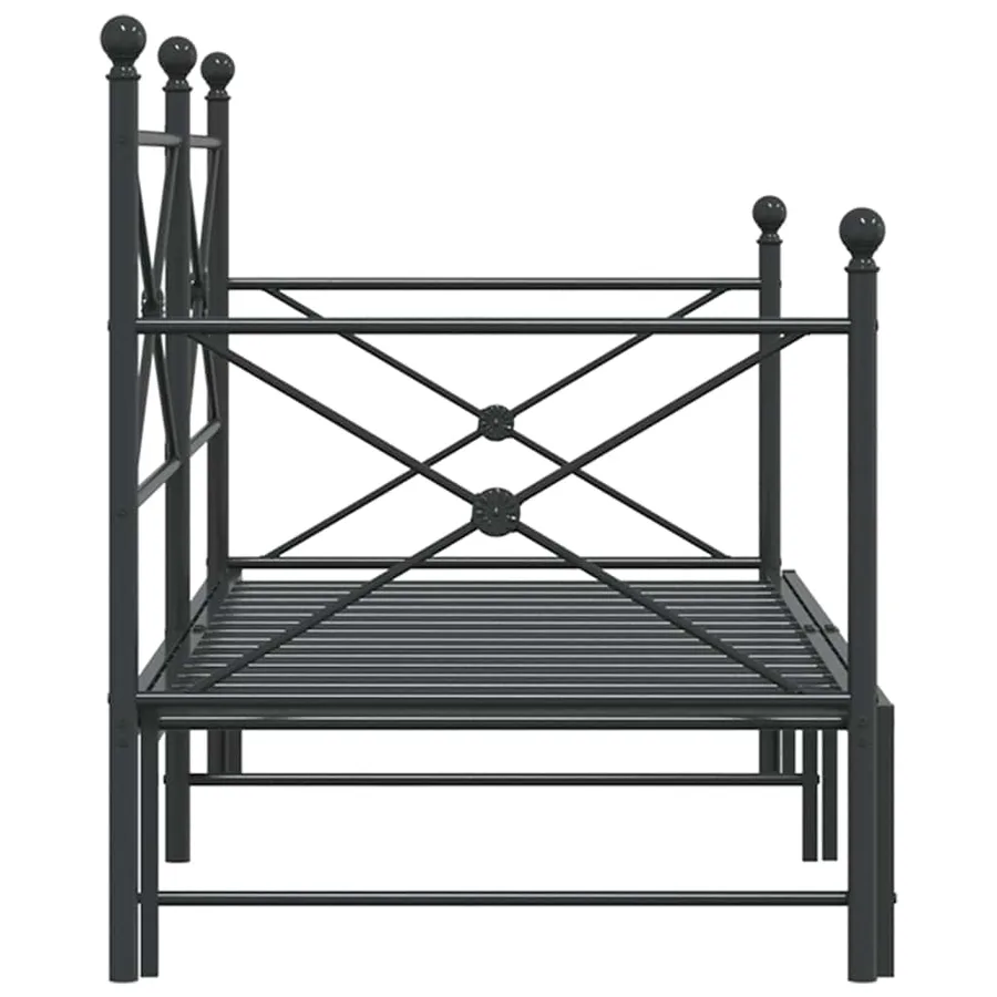 Lit de jour avec gigogne sans matelas noir 75x190 cm - 7