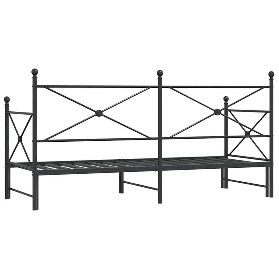 Lit de jour avec gigogne sans matelas noir 75x190 cm - 8