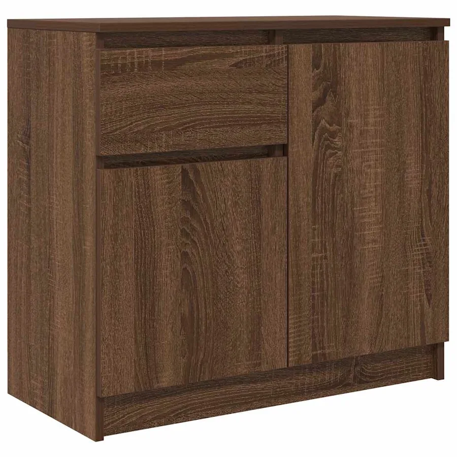 Buffet avec tiroir chêne brun 71x35x65 cm bois d'ingénierie - 2