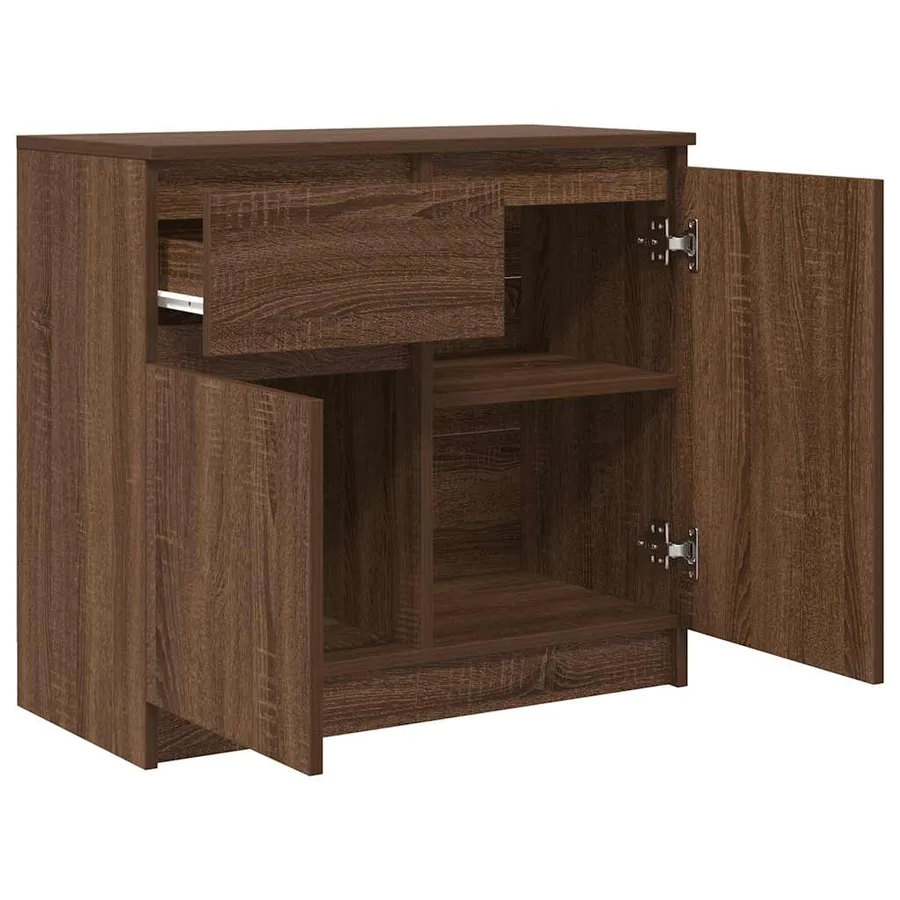 Buffet avec tiroir chêne brun 71x35x65 cm bois d'ingénierie - 5