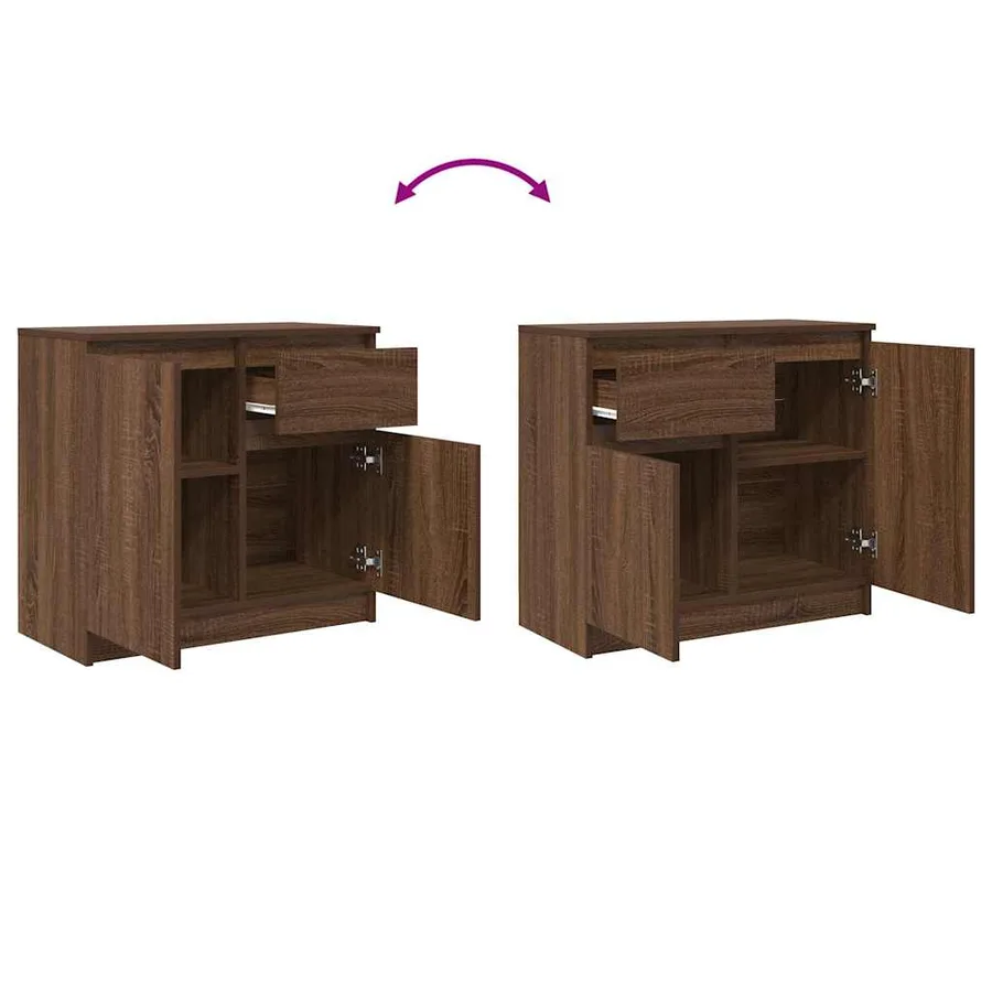 Buffet avec tiroir chêne brun 71x35x65 cm bois d'ingénierie - 9