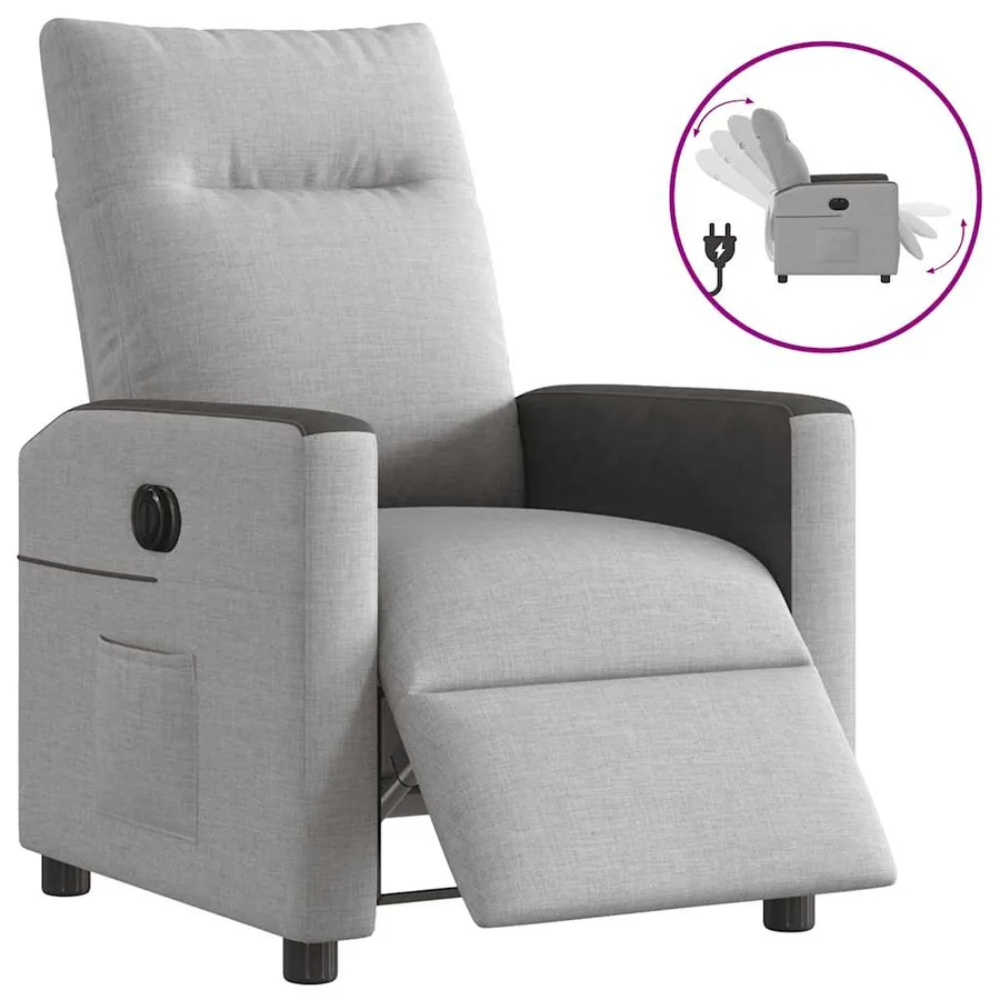 Fauteuil inclinable électrique gris nuage tissu