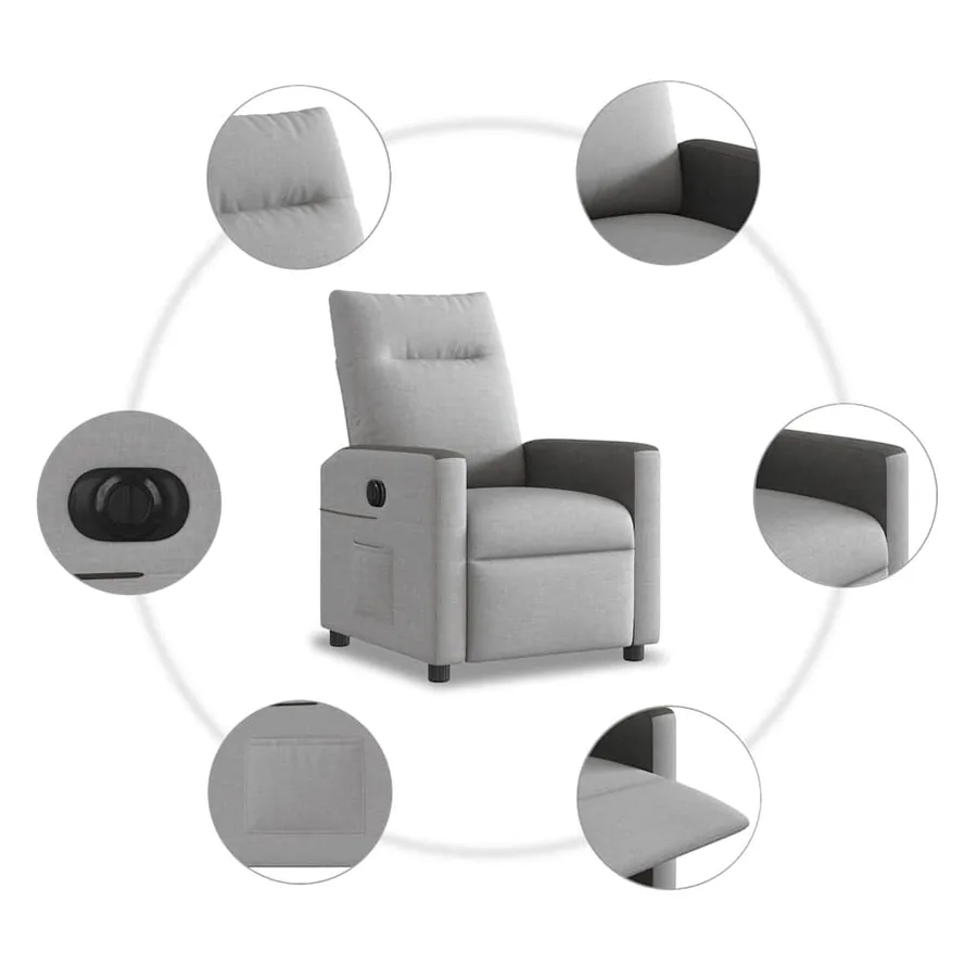 Fauteuil inclinable électrique gris nuage tissu - 10