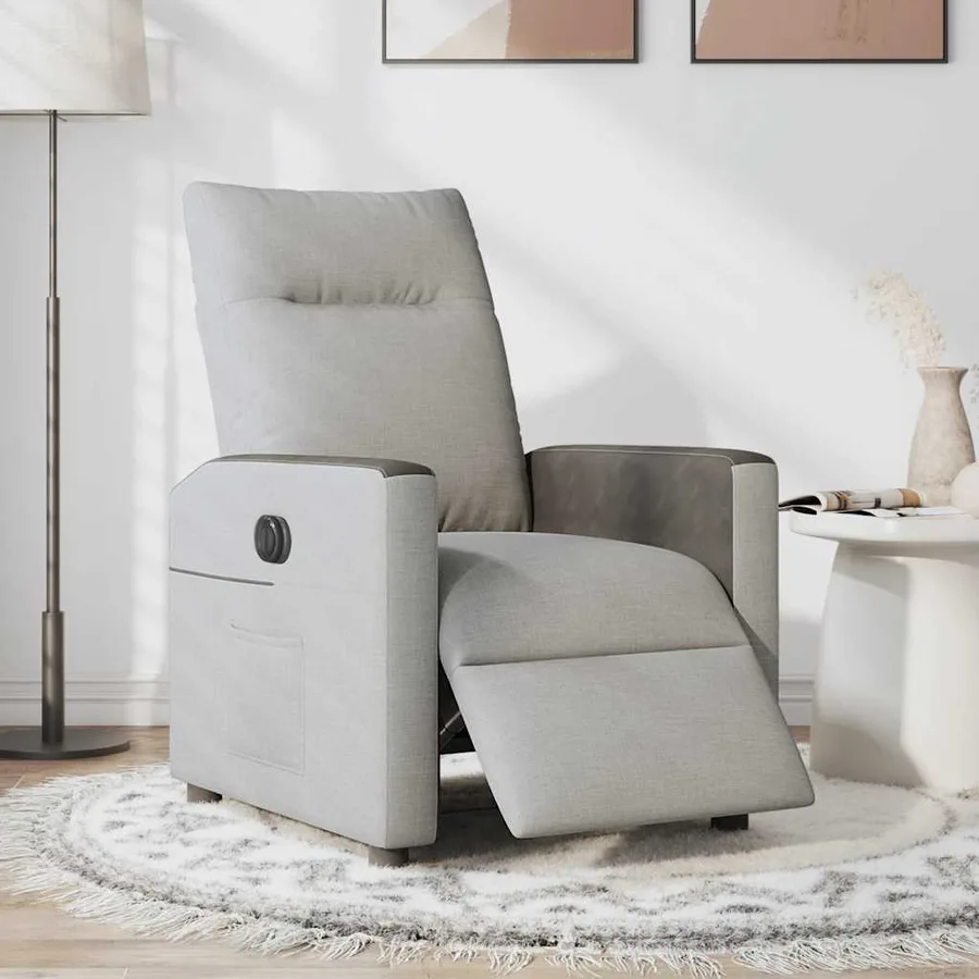 Fauteuil inclinable électrique gris nuage tissu - 2