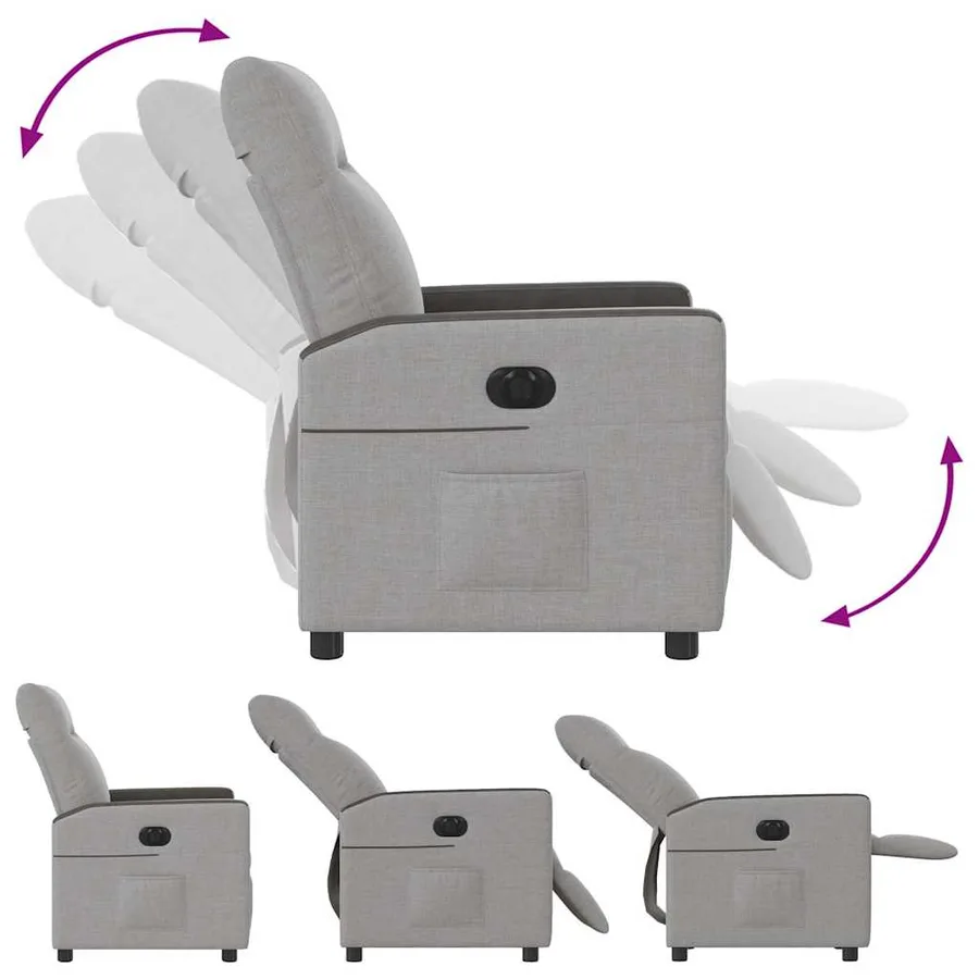 Fauteuil inclinable électrique gris nuage tissu - 8