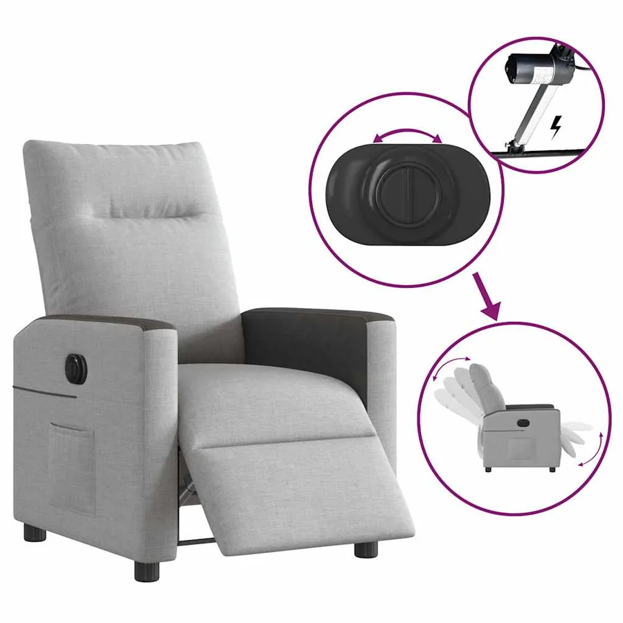 Fauteuil inclinable électrique gris nuage tissu - 9