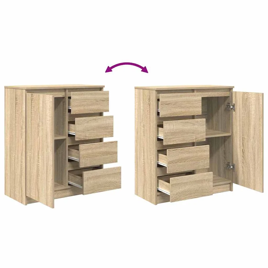 Buffet avec tiroirs chêne sonoma 71x35x84 cm bois d'ingénierie - 9