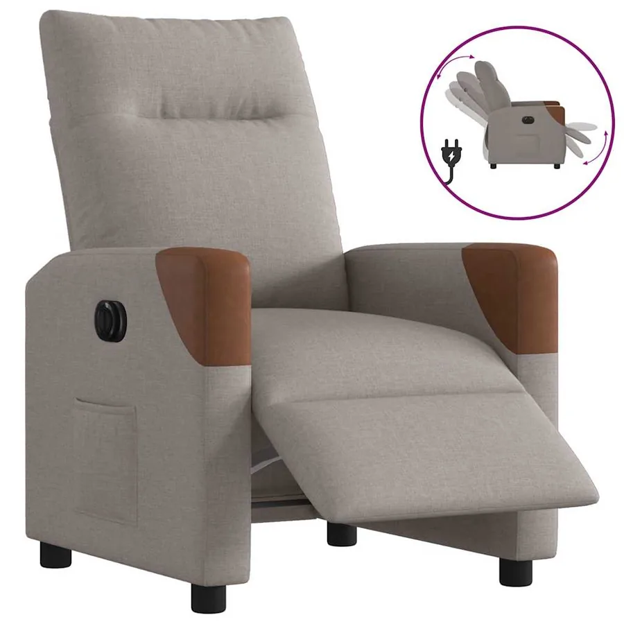 Fauteuil inclinable électrique Taupe Tissu