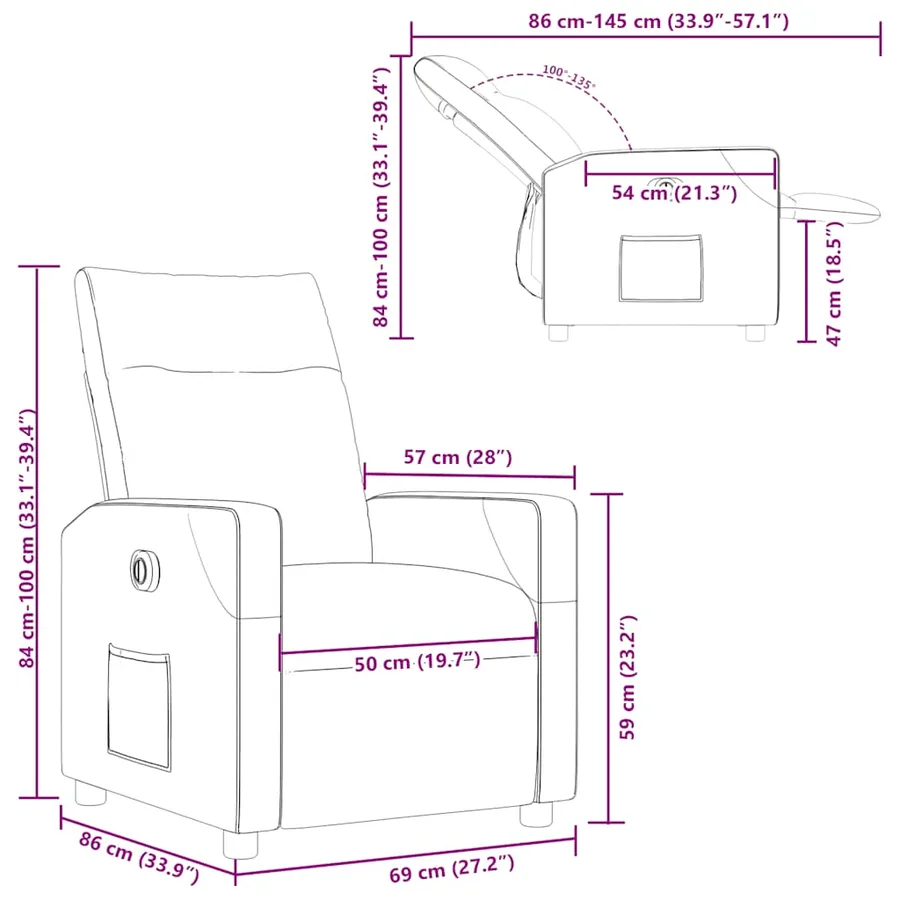 Fauteuil inclinable électrique Taupe Tissu - 16