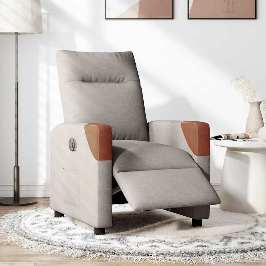 Fauteuil inclinable électrique Taupe Tissu - 2
