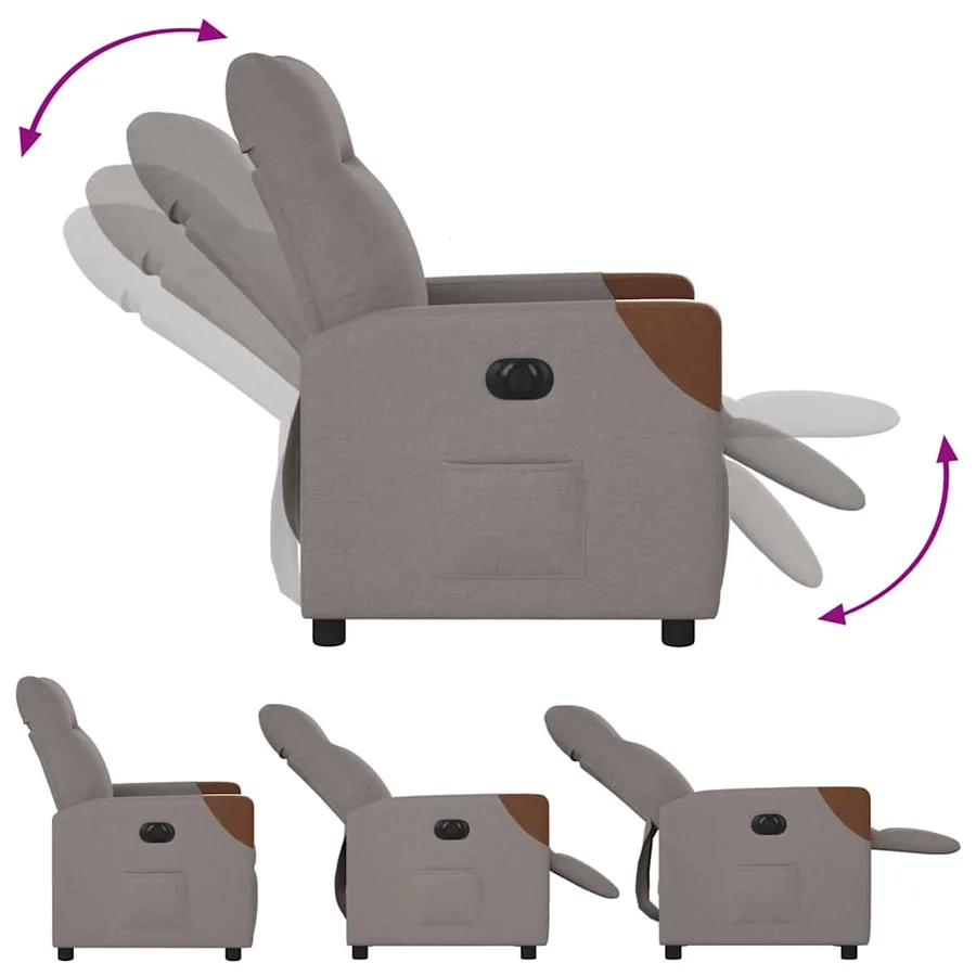 Fauteuil inclinable électrique Taupe Tissu - 9