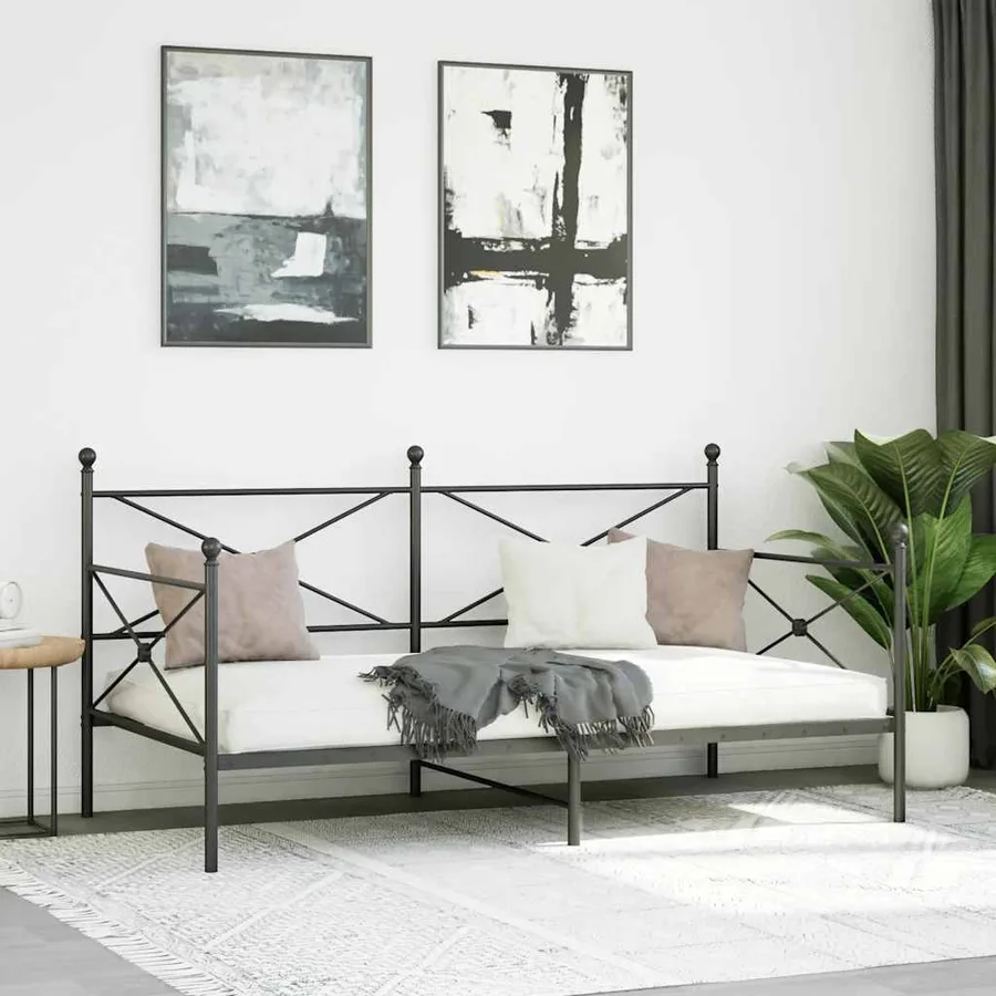 Lit de repos sans matelas noir 100x200 cm acier - 3