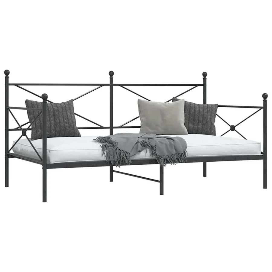 Lit de repos sans matelas noir 100x200 cm acier - 4