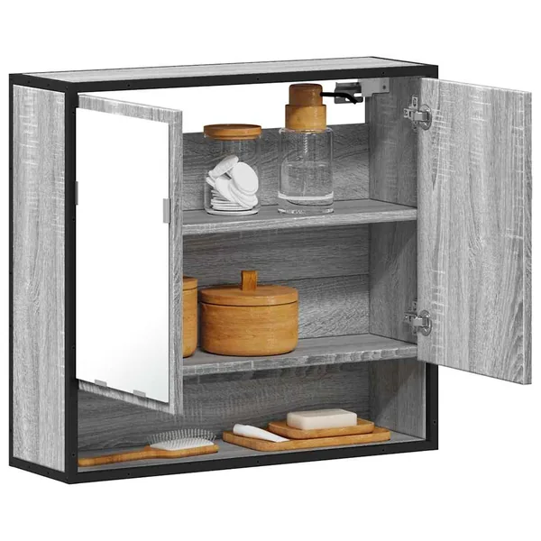 Armoire à miroir de salle de bain sonoma gris bois d’ingénierie