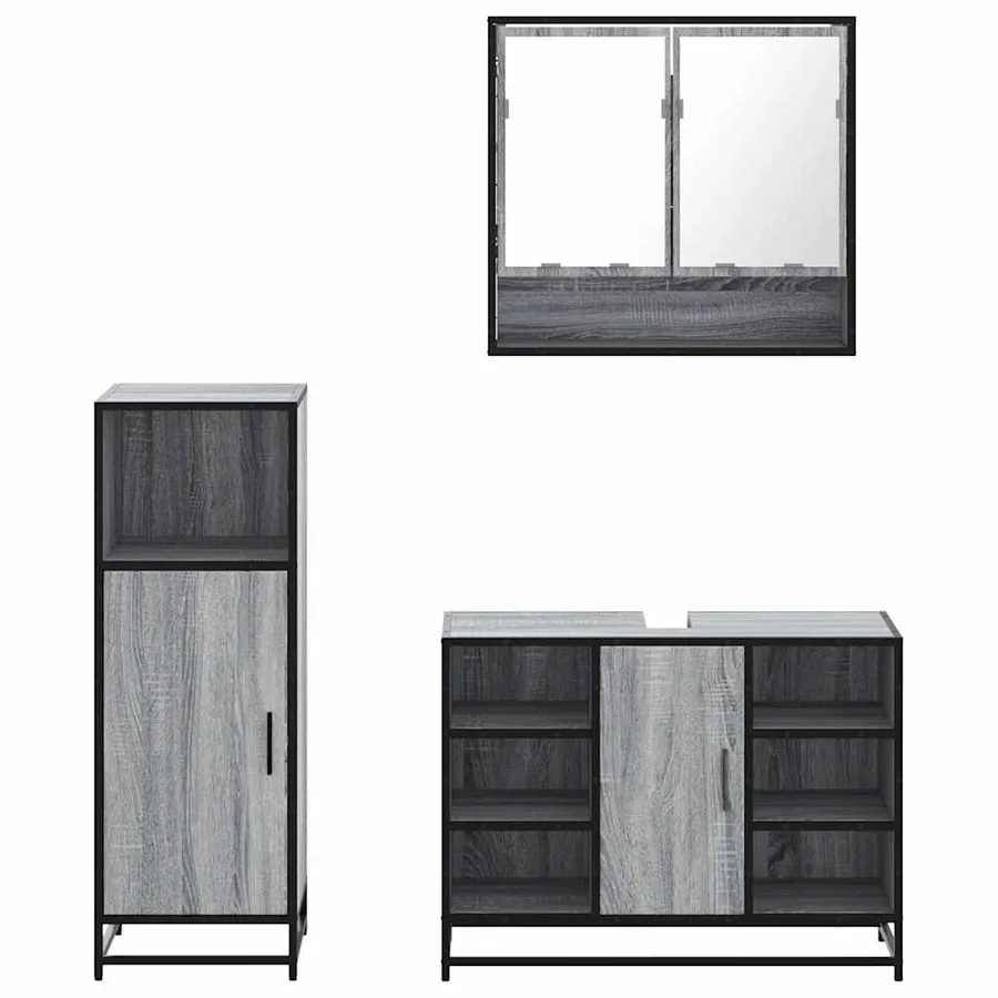 Ensemble de meubles de salle de bain 3 pcs Sonoma gris - 5