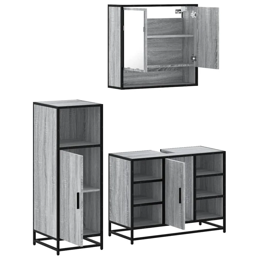 Ensemble de meubles de salle de bain 3 pcs Sonoma gris - 6