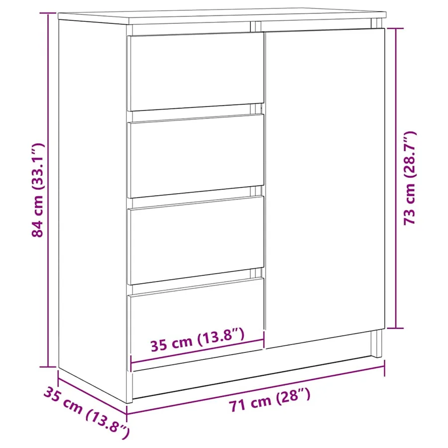 Buffet avec tiroirs blanc 71x35x84 cm bois d'ingénierie - 14