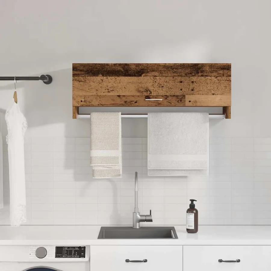 Garde-robe vieux bois 100x32,5x35 cm bois d'ingénierie - 3