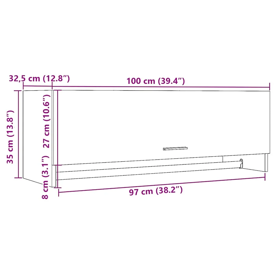 Garde-robe vieux bois 100x32,5x35 cm bois d'ingénierie - 9