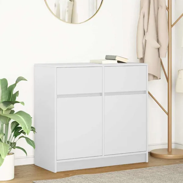 Buffet avec tiroir blanc 80x34x76 cm bois d'ingénierie