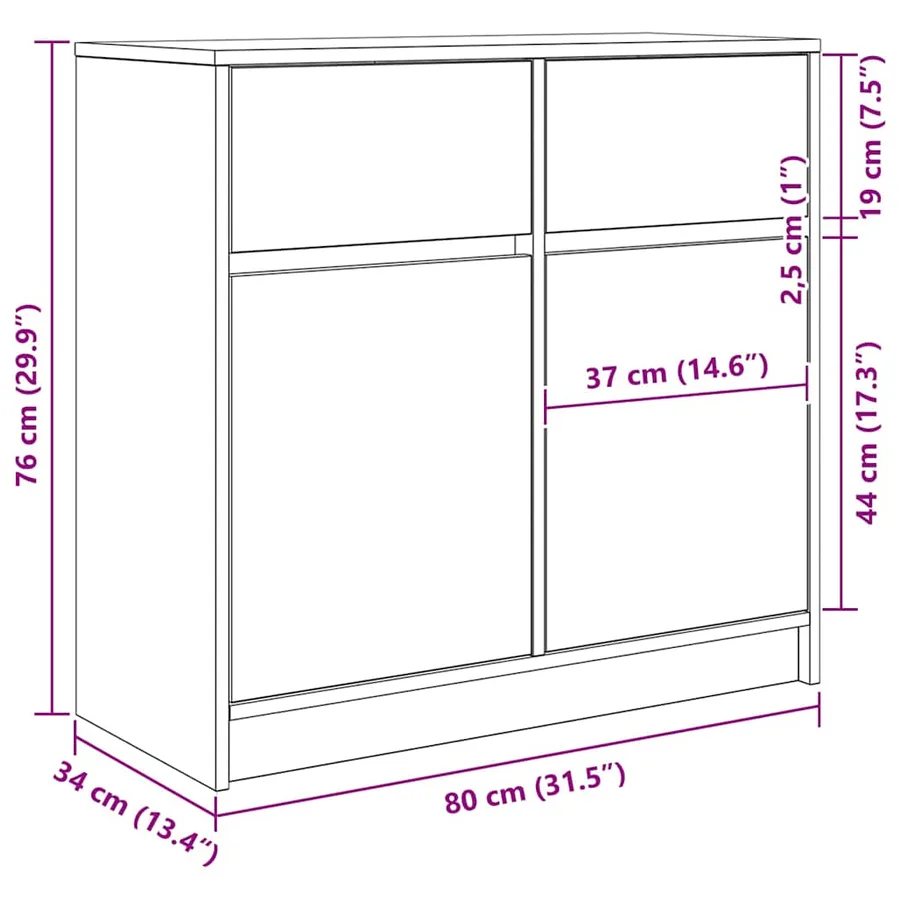 Buffet avec tiroir blanc 80x34x76 cm bois d'ingénierie - 13