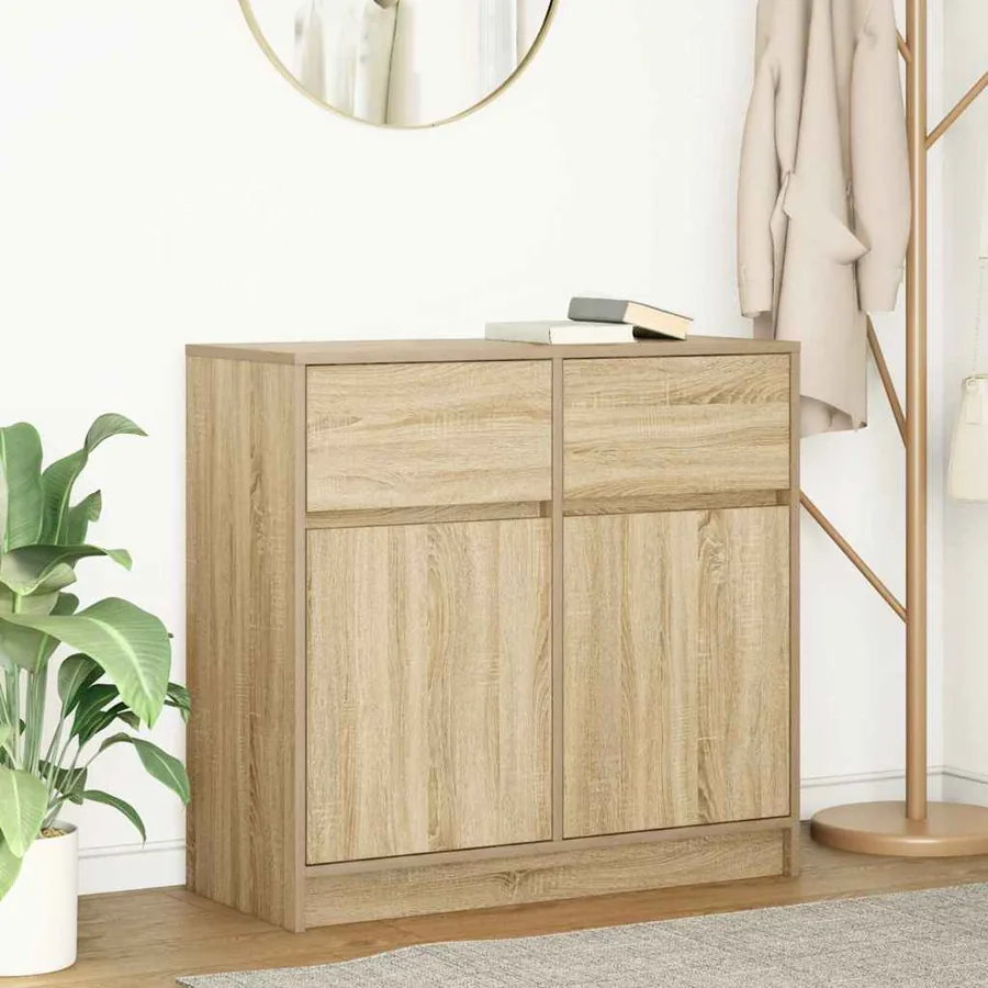 Buffet avec tiroir chêne sonoma 80x34x76 cm bois d'ingénierie