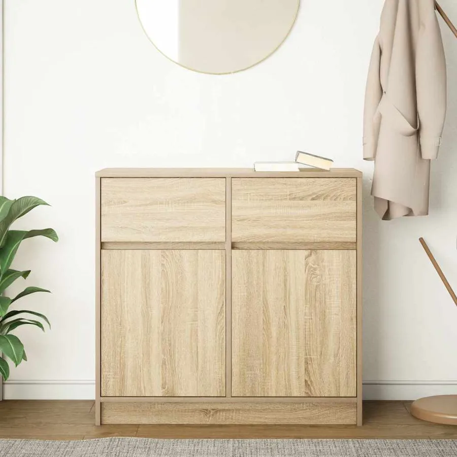 Buffet avec tiroir chêne sonoma 80x34x76 cm bois d'ingénierie - 3