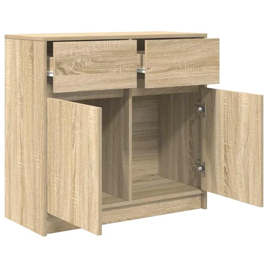 Buffet avec tiroir chêne sonoma 80x34x76 cm bois d'ingénierie - 5
