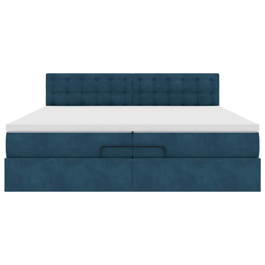 Cadre de lit ottoman avec matelas bleu foncé 200x200 cm velours - 8