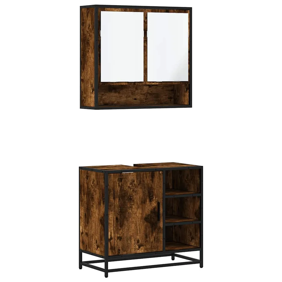 Ensemble de meubles de salle de bain 2 pcs Chêne fumé - 2