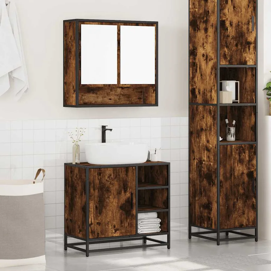 Ensemble de meubles de salle de bain 2 pcs Chêne fumé - 3