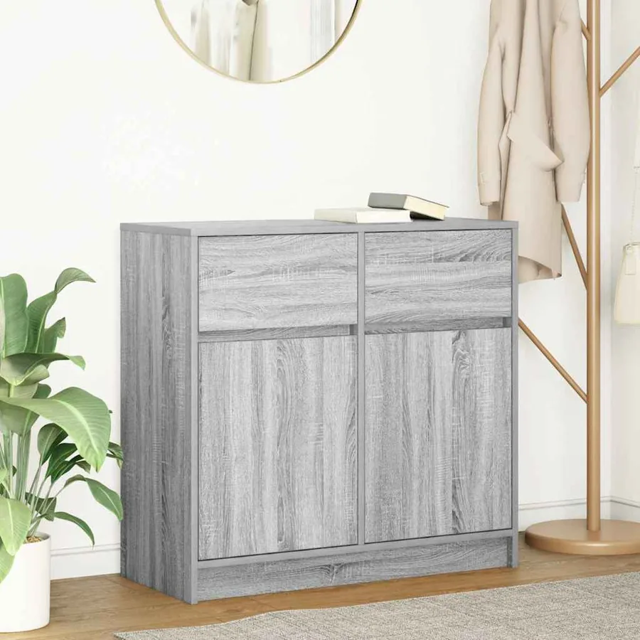 Buffet avec tiroir sonoma gris 80x34x76 cm bois d'ingénierie