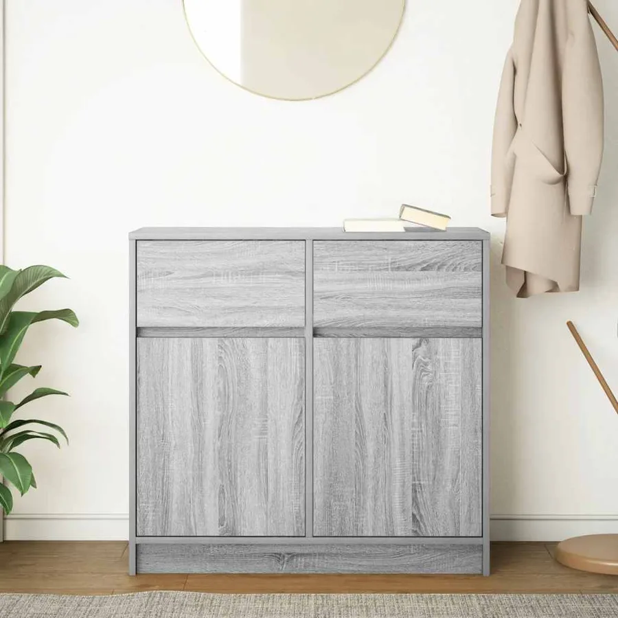 Buffet avec tiroir sonoma gris 80x34x76 cm bois d'ingénierie - 3