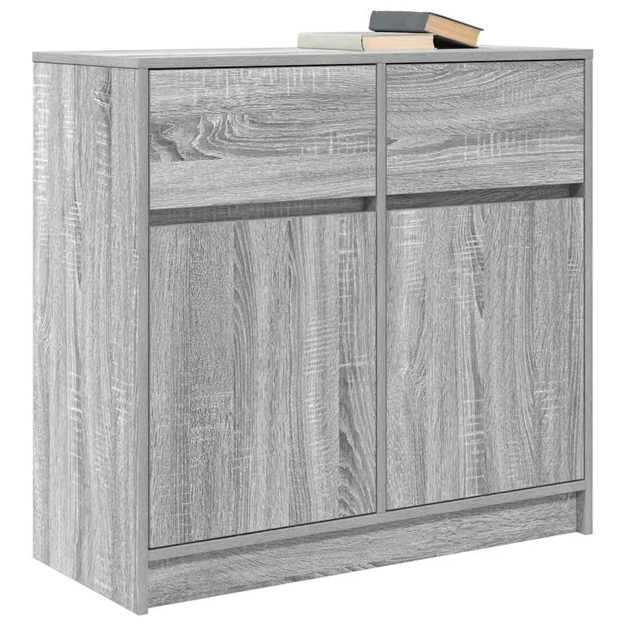 Buffet avec tiroir sonoma gris 80x34x76 cm bois d'ingénierie - 4
