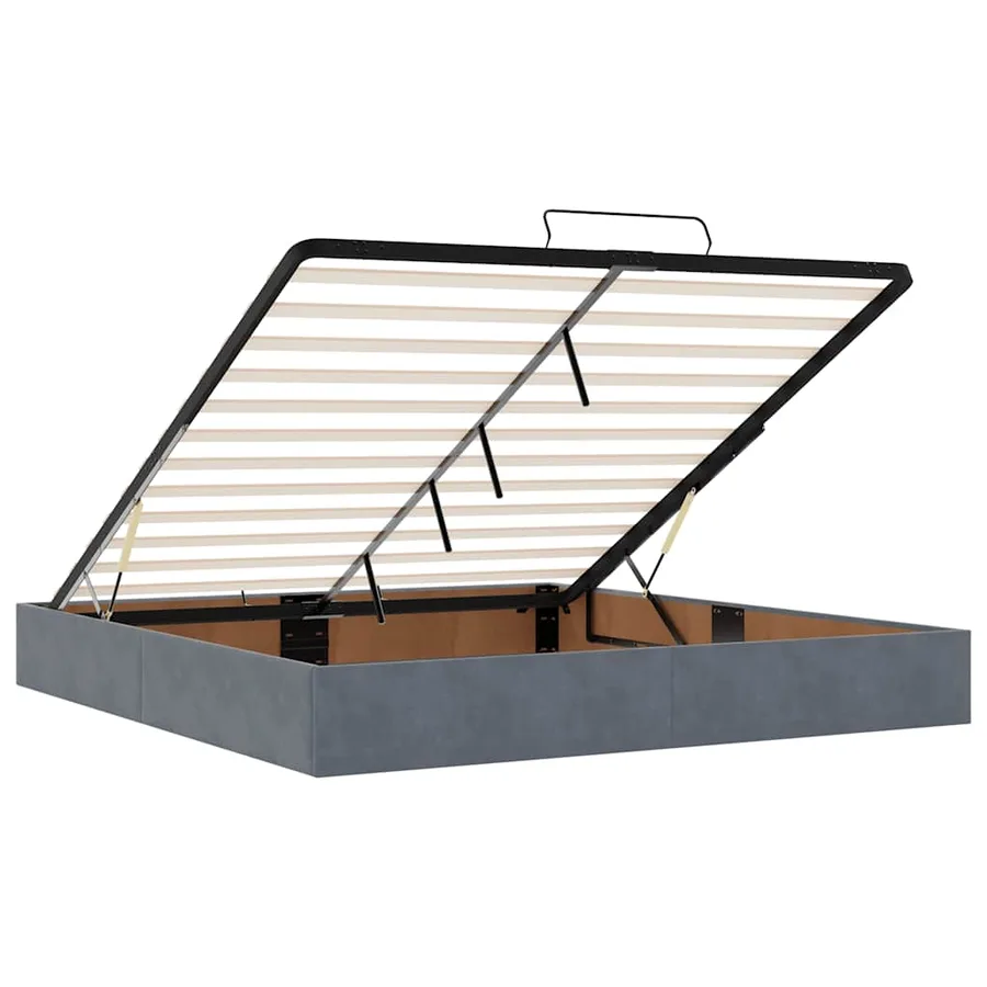 Cadre de lit ottoman avec matelas gris foncé 200x200 cm velours - 12