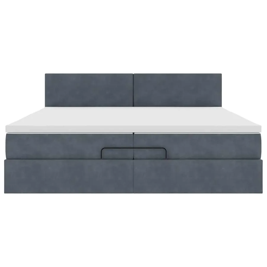 Cadre de lit ottoman avec matelas gris foncé 200x200 cm velours - 7