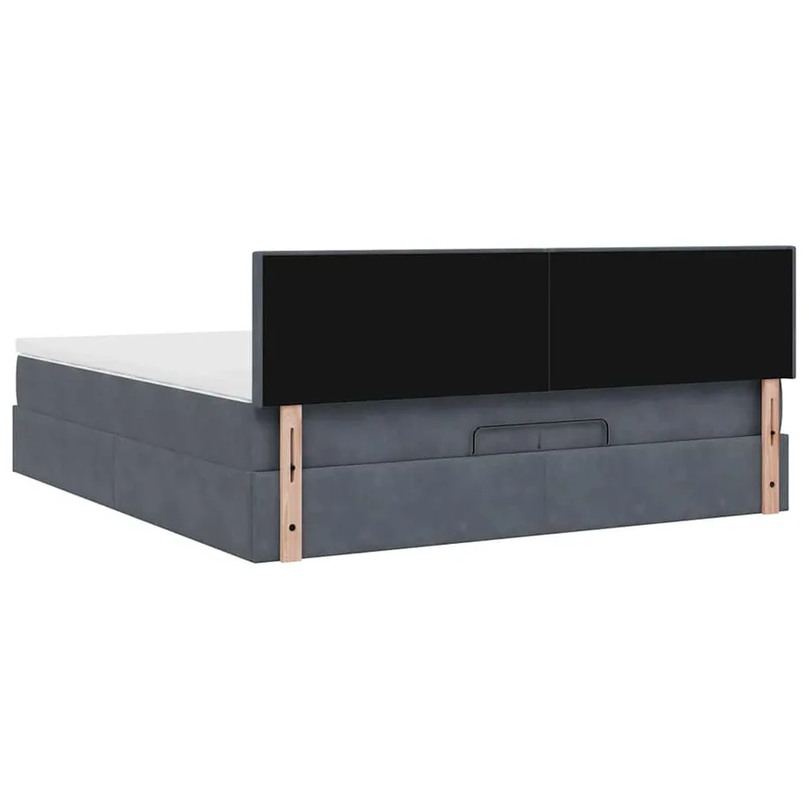 Cadre de lit ottoman avec matelas gris foncé 200x200 cm velours - 9
