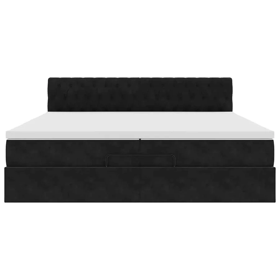 Cadre de lit ottoman avec matelas noir 200x200 cm velours - 7