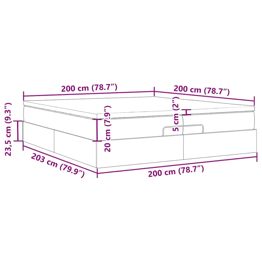 Cadre de lit ottoman avec matelas noir 200x200cm velours - 17