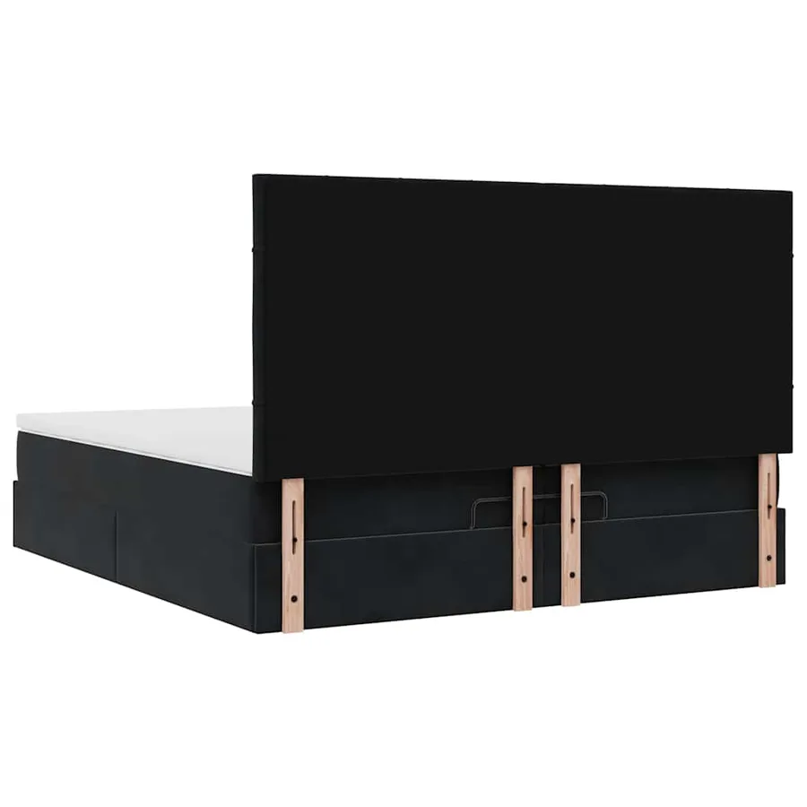 Cadre de lit ottoman avec matelas noir 200x200cm velours - 10