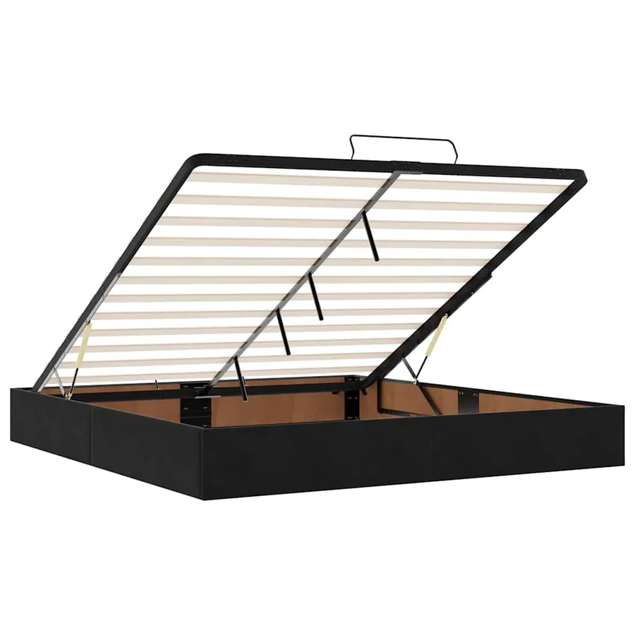 Cadre de lit ottoman avec matelas noir 200x200cm velours - 11