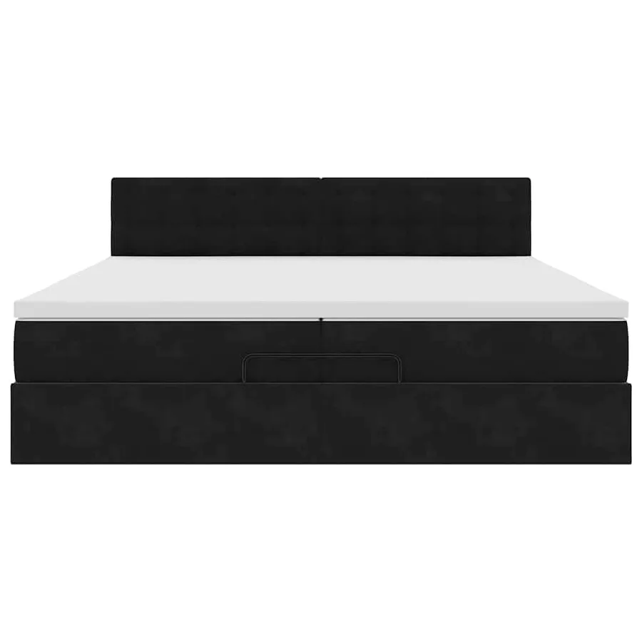 Cadre de lit ottoman avec matelas noir 200x200cm velours - 8