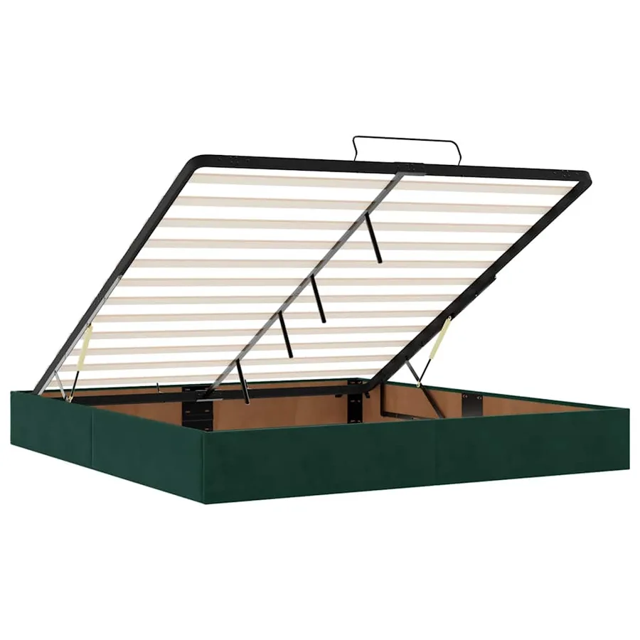 Cadre de lit ottoman avec matelas vert foncé 200x200 cm velours - 10