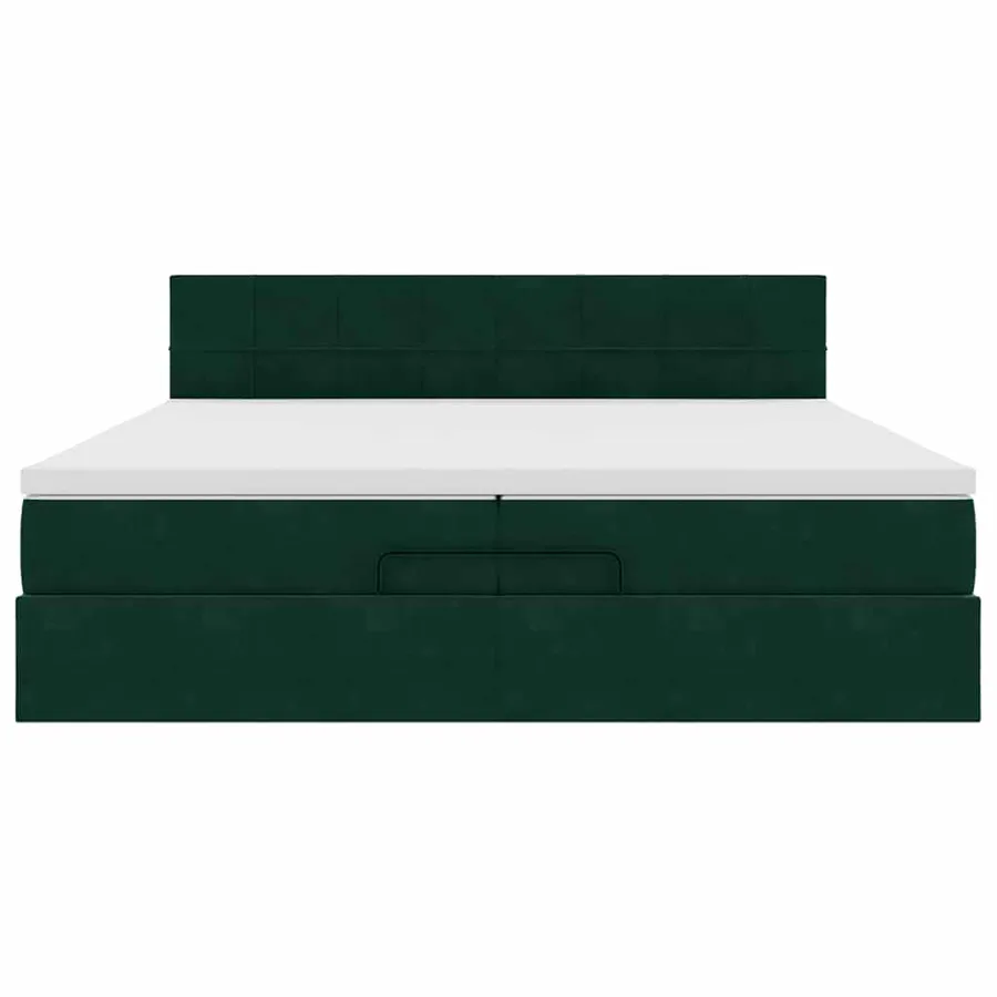 Cadre de lit ottoman avec matelas vert foncé 200x200 cm velours - 5