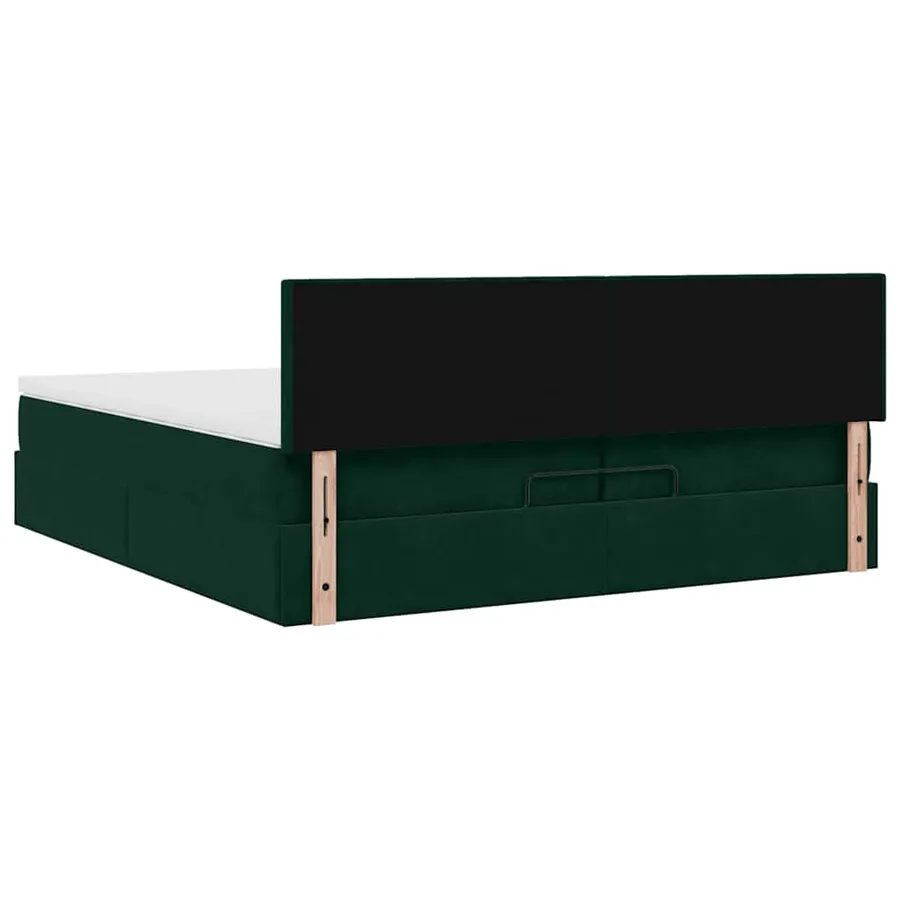 Cadre de lit ottoman avec matelas vert foncé 200x200 cm velours - 9