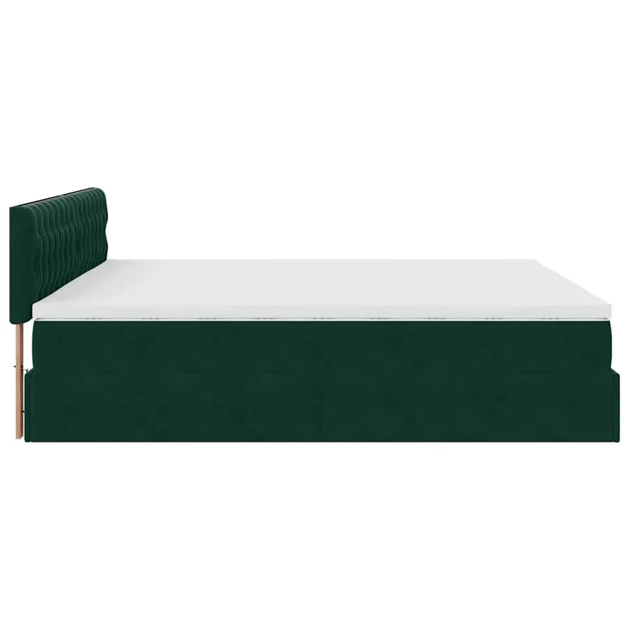 Cadre de lit ottoman avec matelas vert foncé 200x200 cm velours - 11