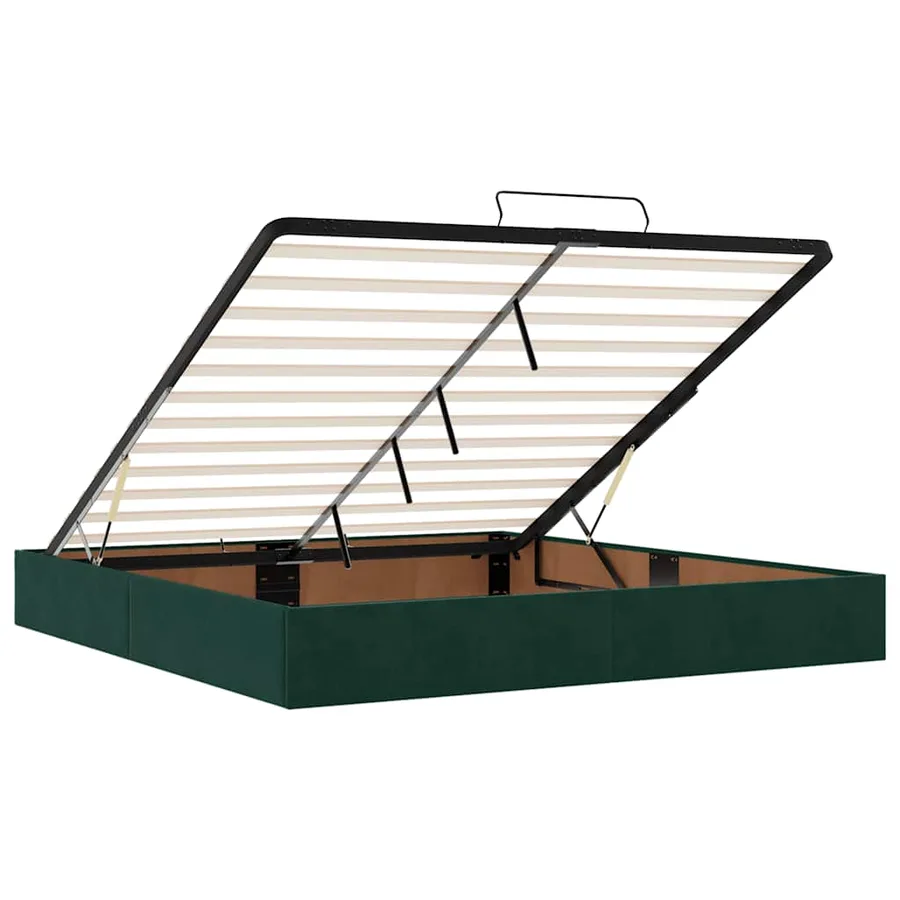 Cadre de lit ottoman avec matelas vert foncé 200x200 cm velours - 13