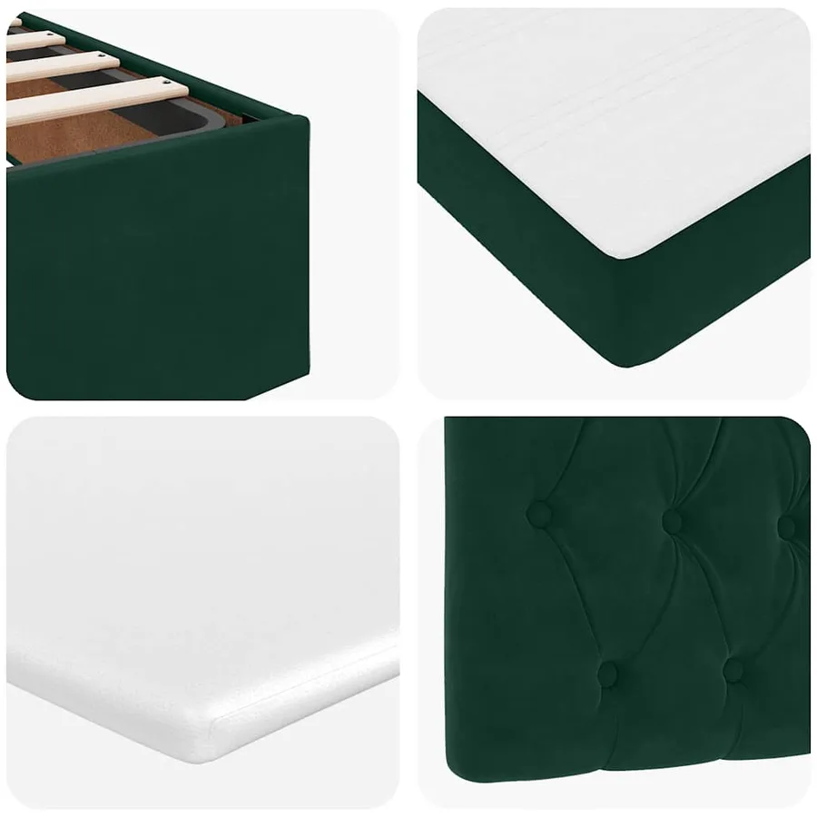 Cadre de lit ottoman avec matelas vert foncé 200x200 cm velours - 16