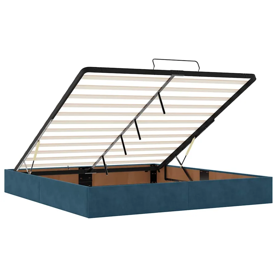 Cadre de lit ottoman avec matelas bleu foncé 200x200 cm velours - 10