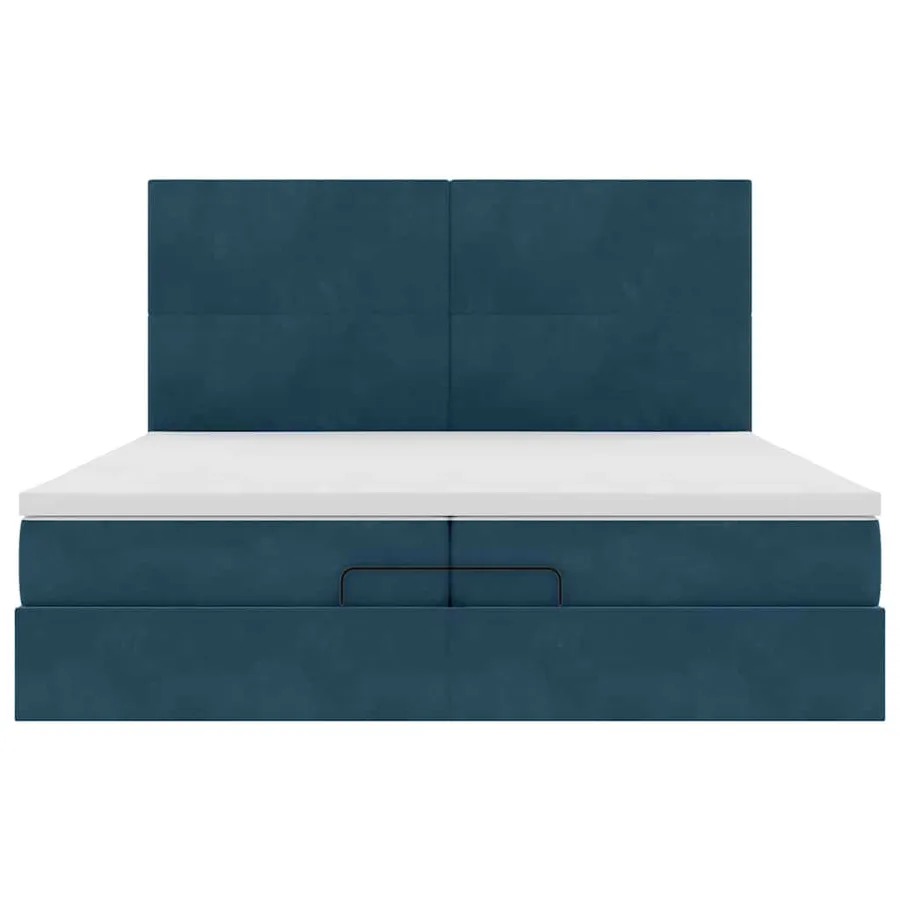 Cadre de lit ottoman avec matelas bleu foncé 200x200 cm velours - 7